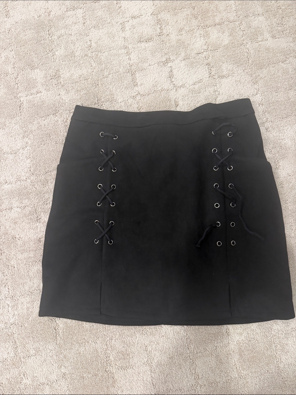 Black Lace-Up Mini Skirt - Women